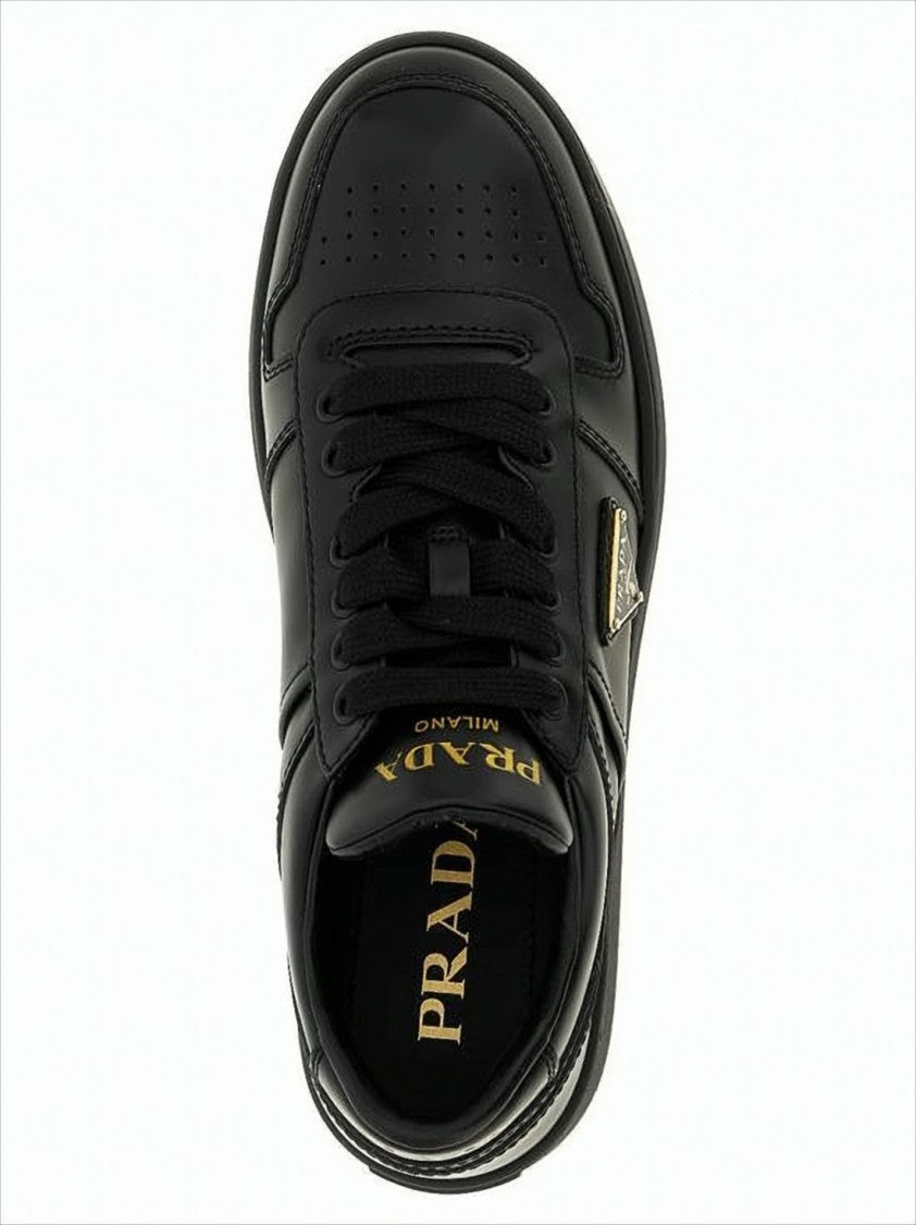 Prada Calf Leather Sneakers With Perforated Detailing