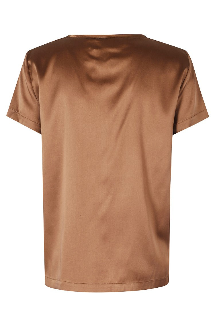 Solotre Silk Crew-Neck Short-Sleeve Silk T-Shirt