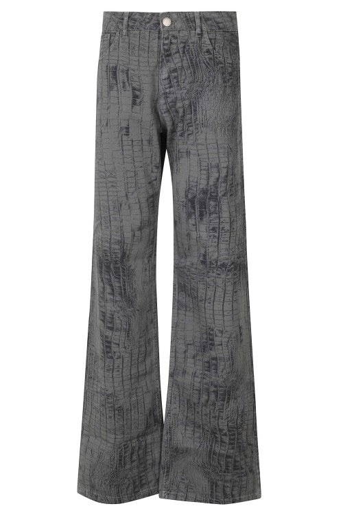Federica Tosi Crocodile Print Straight-Leg Jeans
