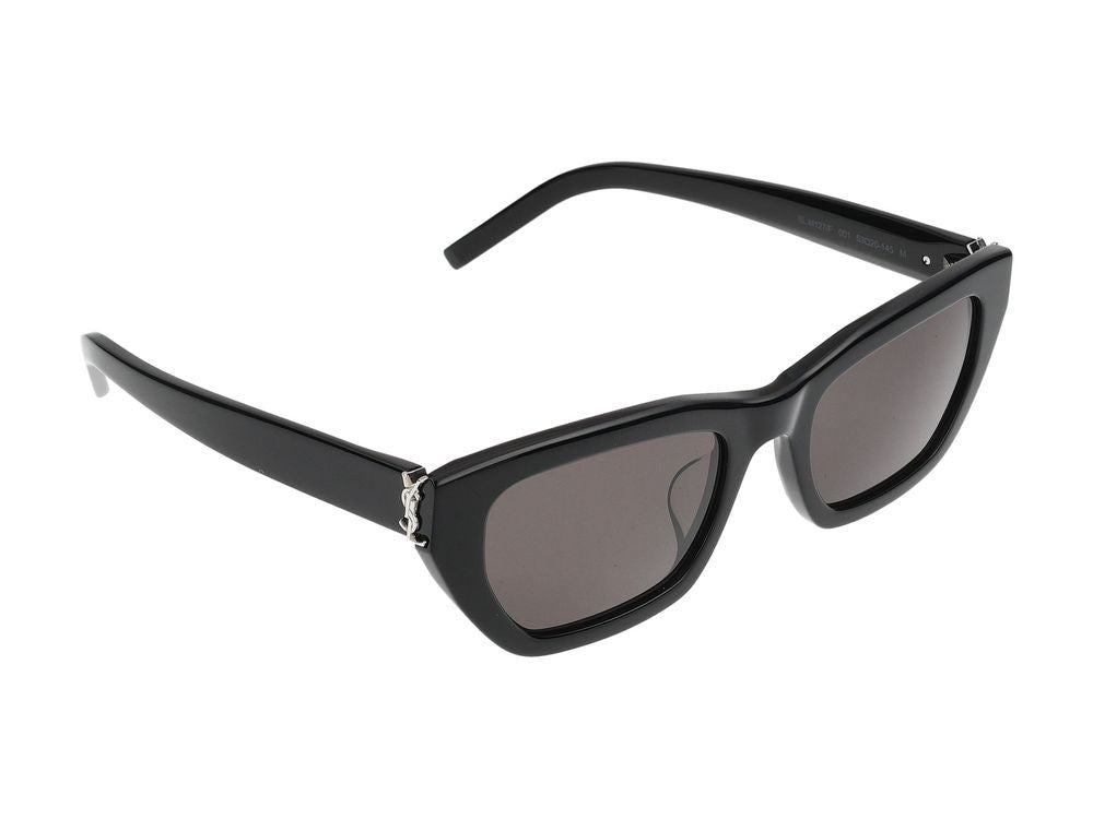 Saint Laurent Black Metallic Accents Oversized Square Sunglasses