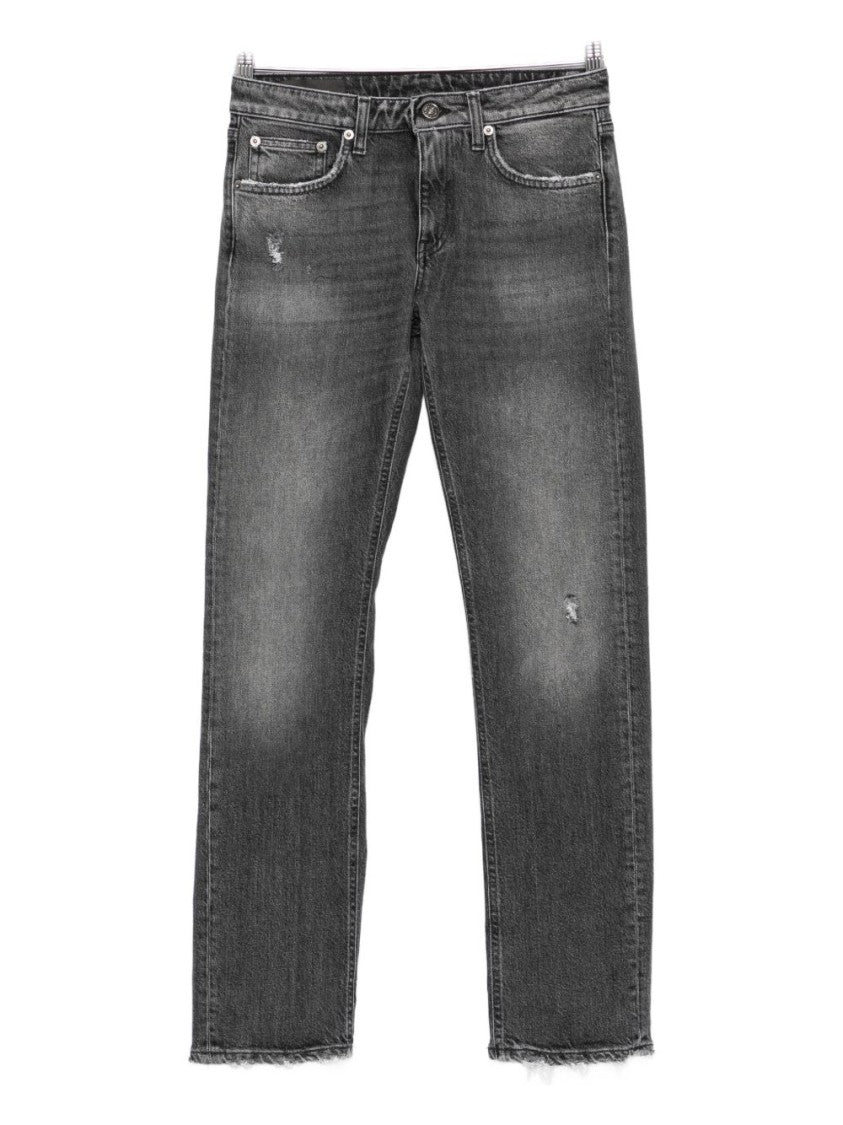 Dondup Straight-Leg Black Jeans With Subtle Distressing