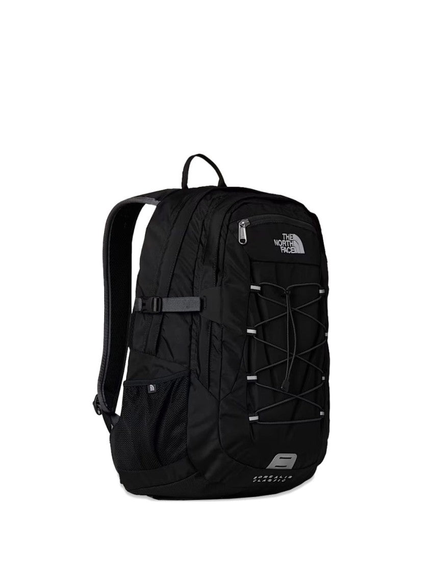 The North Face Functional Grey Backpack With Padded Straps And Logo Print
