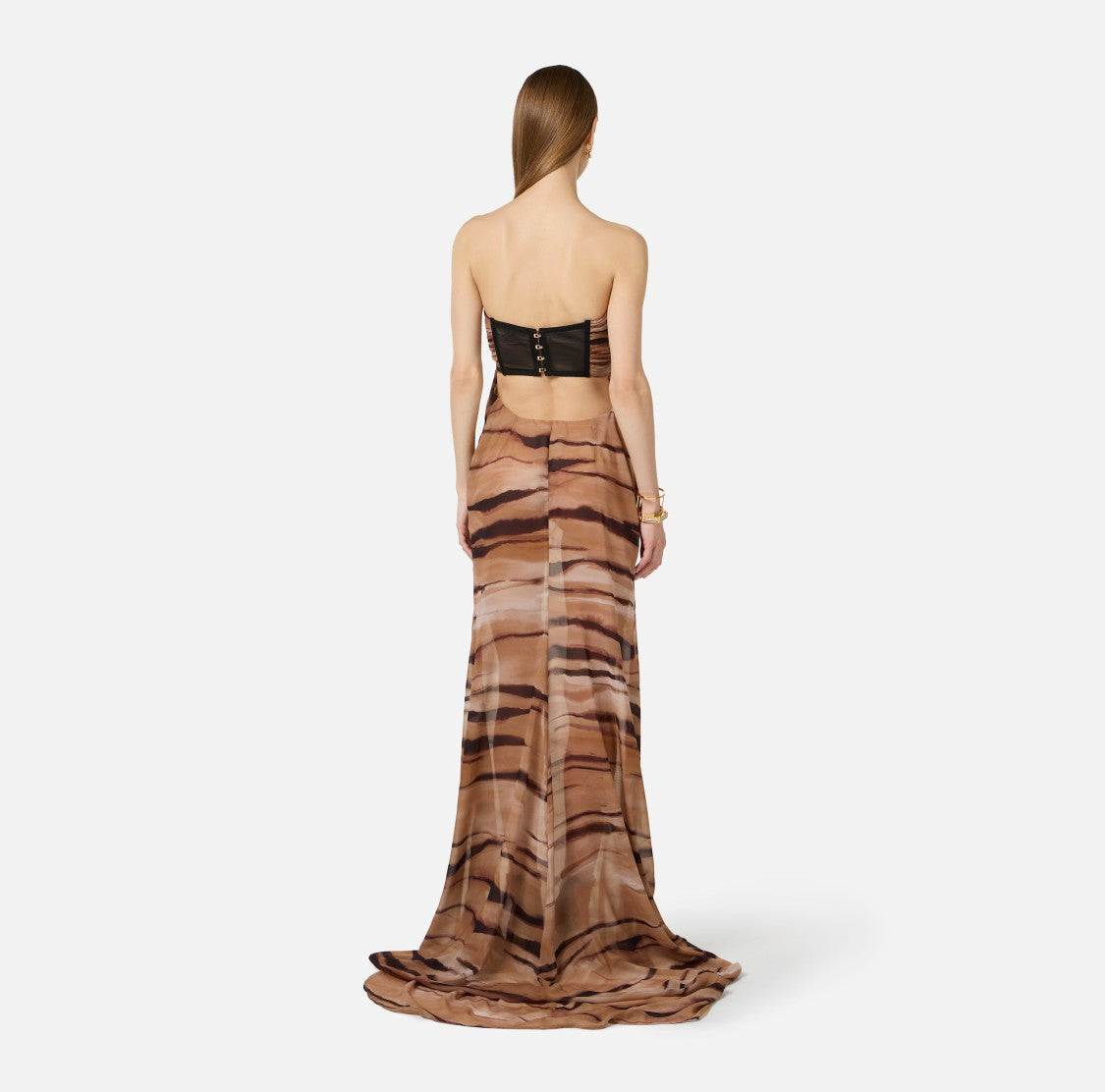 Elisabetta Franchi Red Carpet Chiffon Off Shoulder Dress