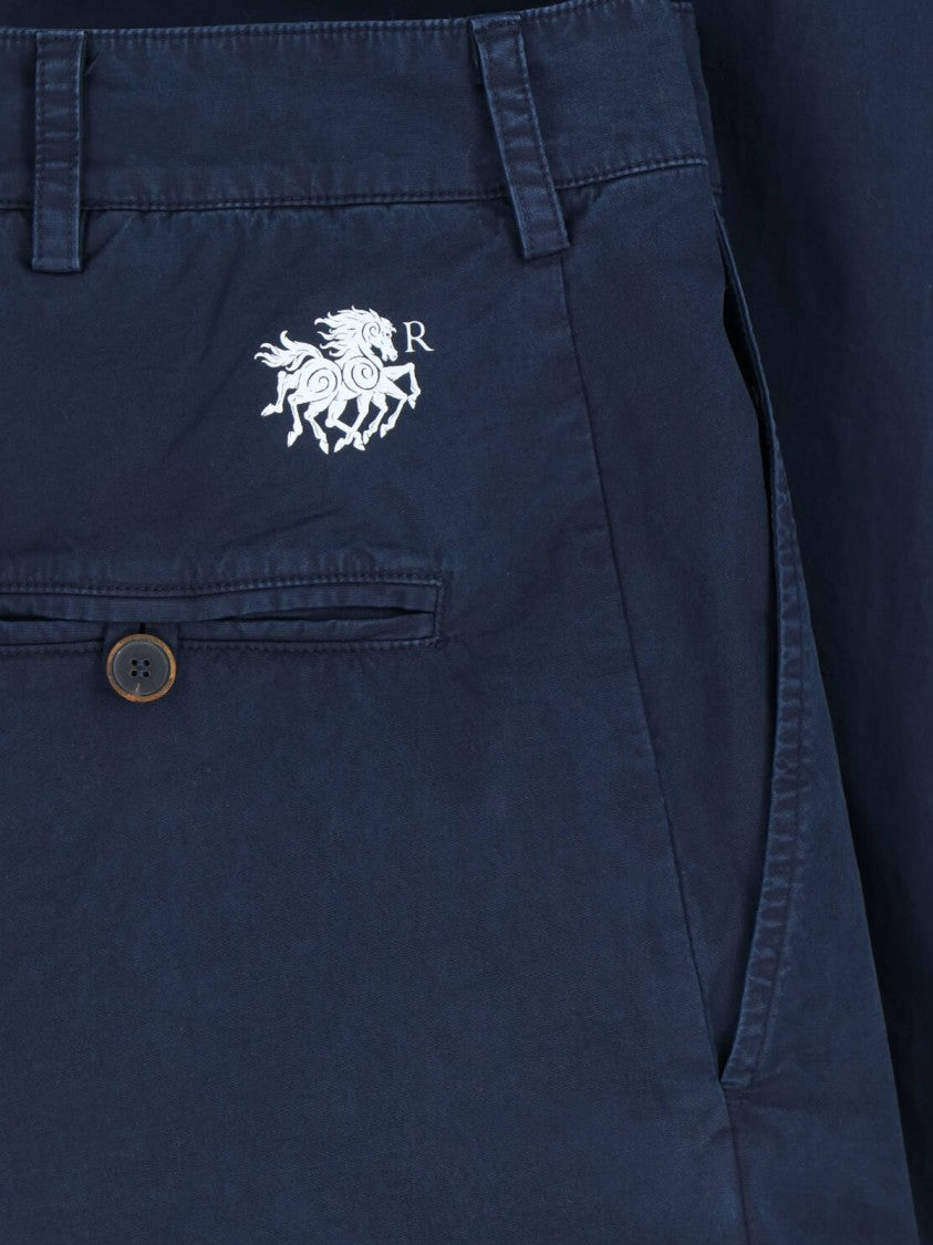 Ranra Blue Mid-Rise Cotton Straight Trousers