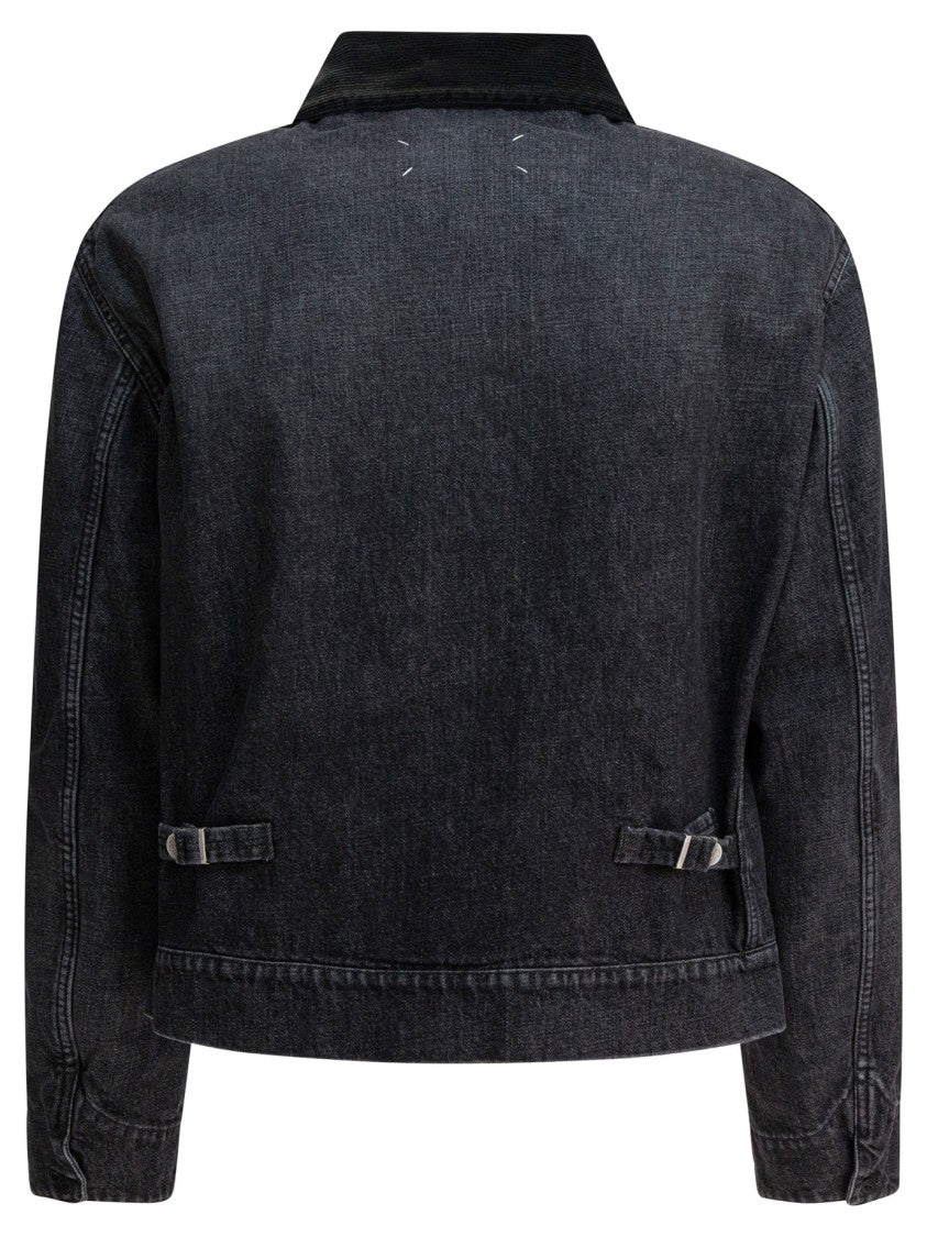 Maison Margiela Workwear-Inspired Denim Jacket With Corduroy Collar
