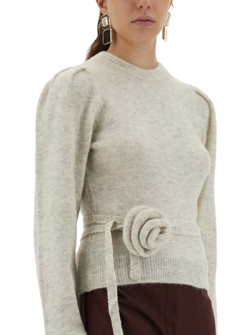 Rotate Birger Christensen Knit Sweater With Flower Detail