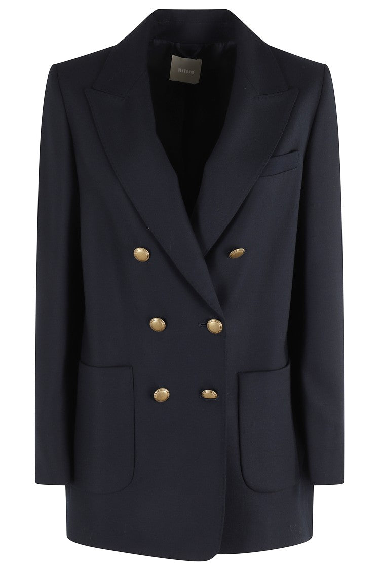 Kiltie Louise Double-Breasted Wool-Blend Jacket
