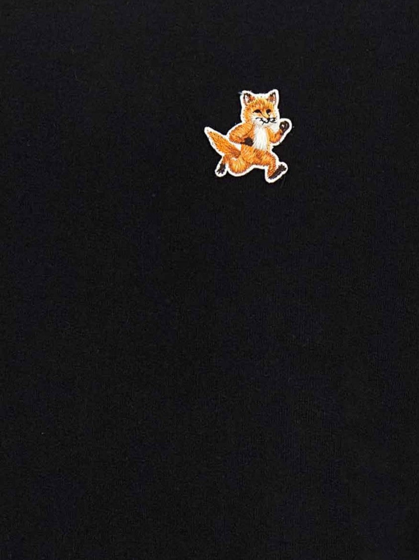 Maison Kitsuné Long-Sleeve Black Crewneck With Embroidered Fox Emblem