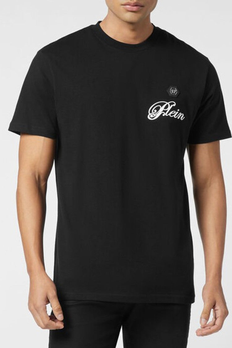 Philipp Plein Black Cotton Plein Script Logo T-Shirt