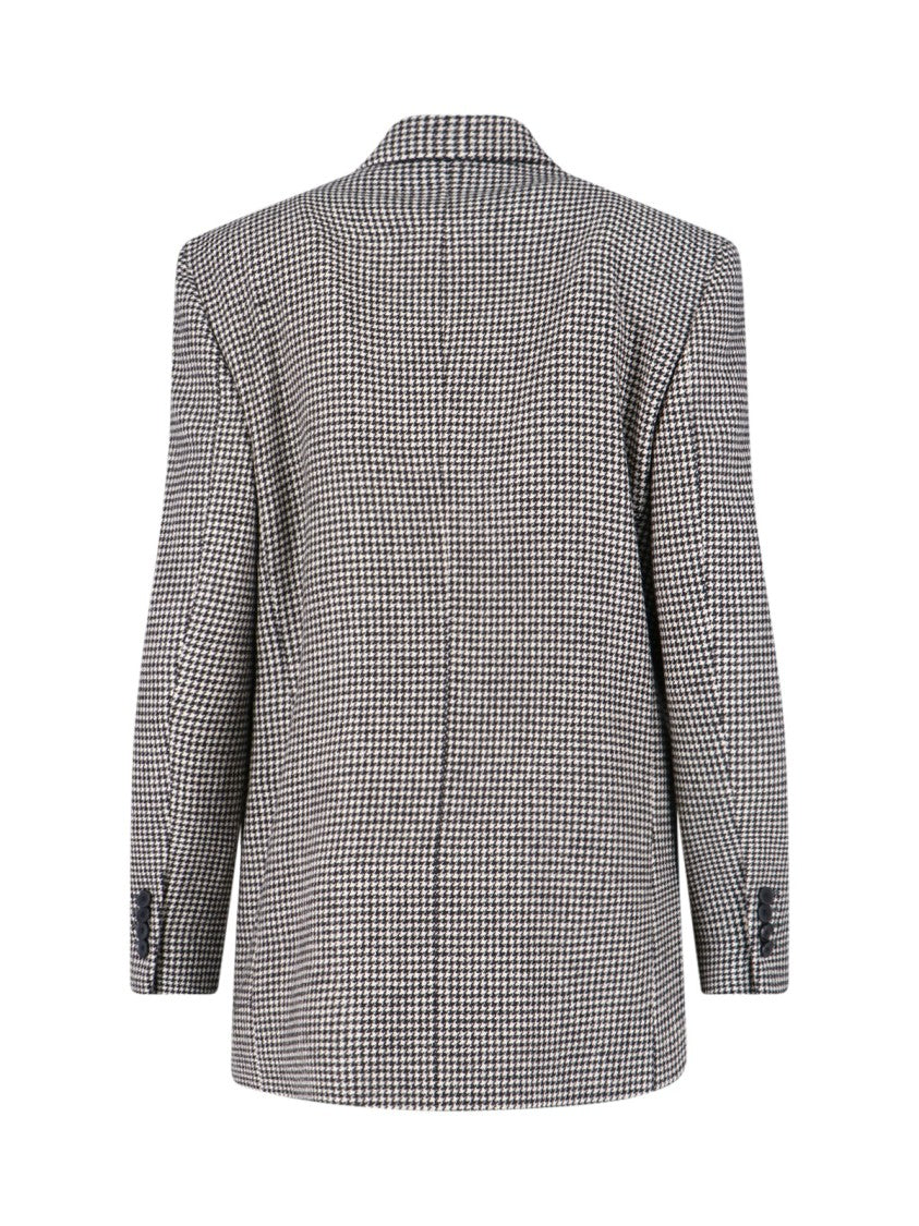 Lardini Double-Breasted Houndstooth Blazer With Metal Logo Detail