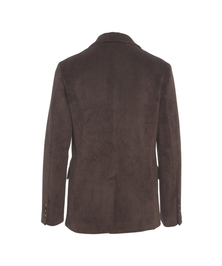 Gender Ribbed Corduroy Blazer With Notched Collar