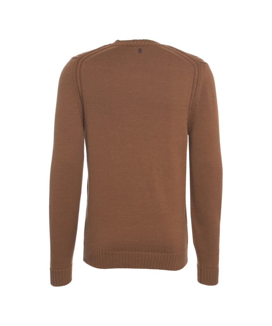 Dondup Timeless Round Neck Knit Sweater In Rich Brown
