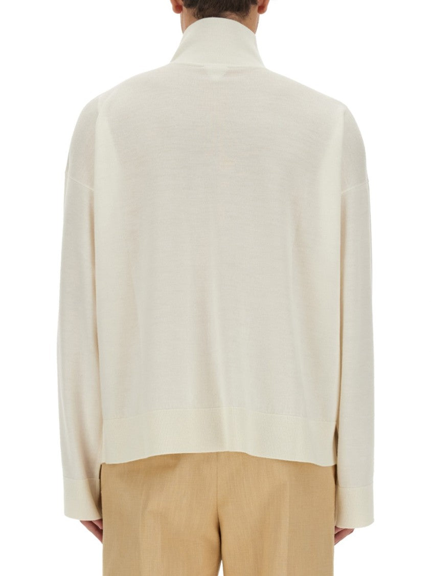 Bottega Veneta High Neck Wool Sweater With Intricate Embroidery