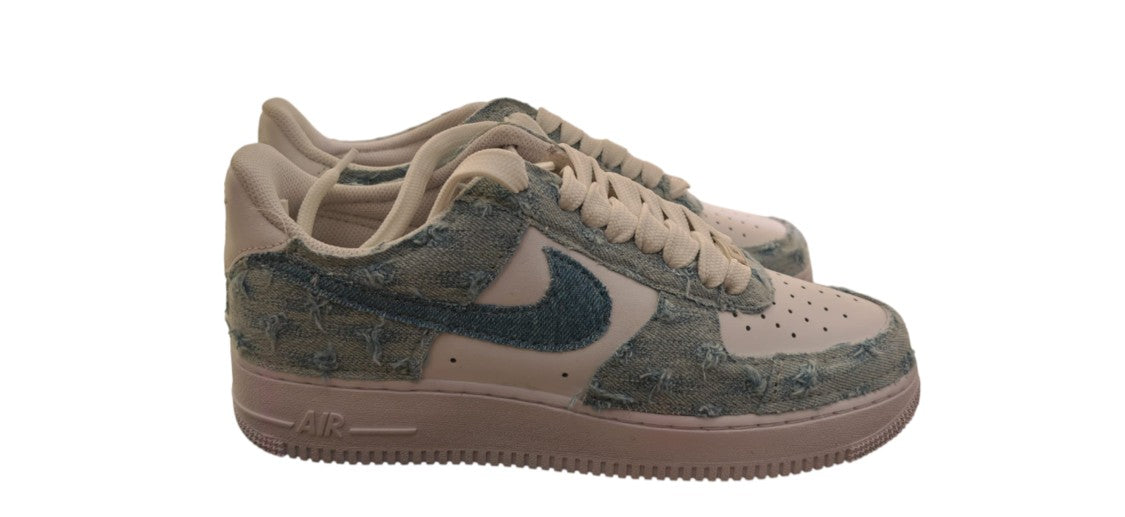 Nike Distressed Denim And Leather Sneakers