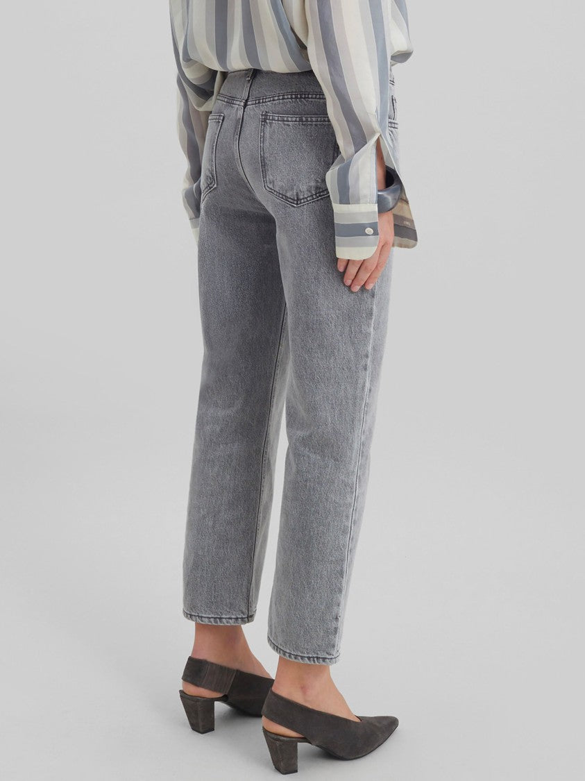 The Frankie Shop Gray Cotton Denim Straight Leg Jeans