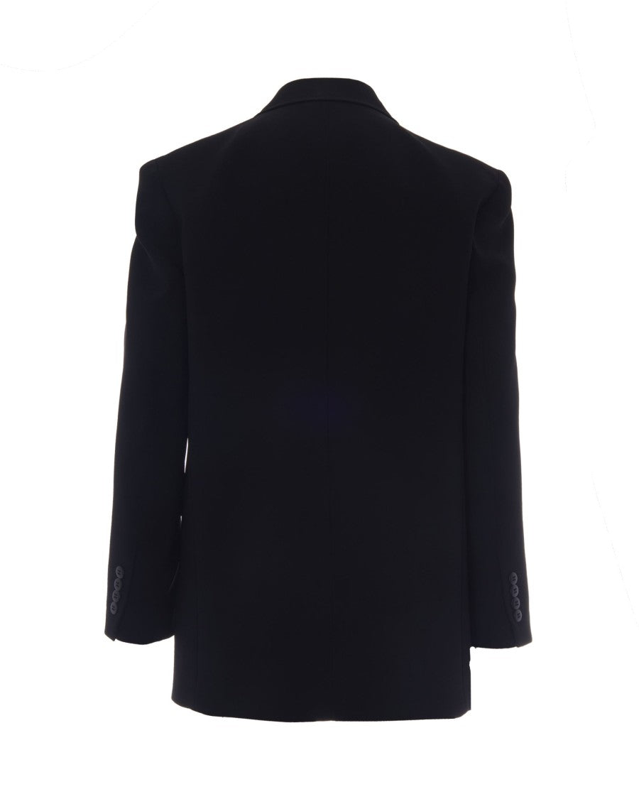 Max Mara Double-Breasted Black Jacket With Tapered Funnel Silhouette