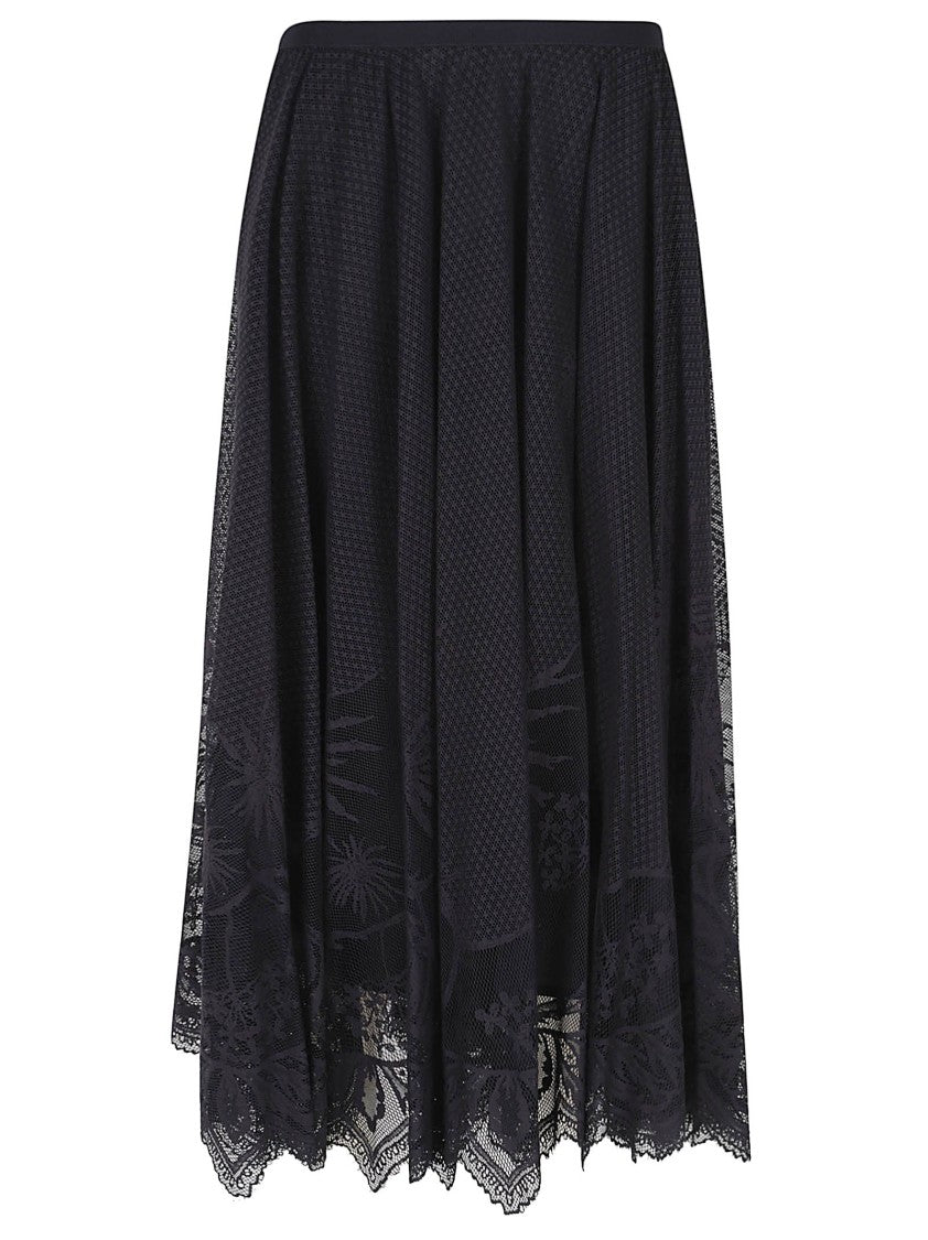 Fabiana Filippi Flared Midi Skirt With Crochet Lace