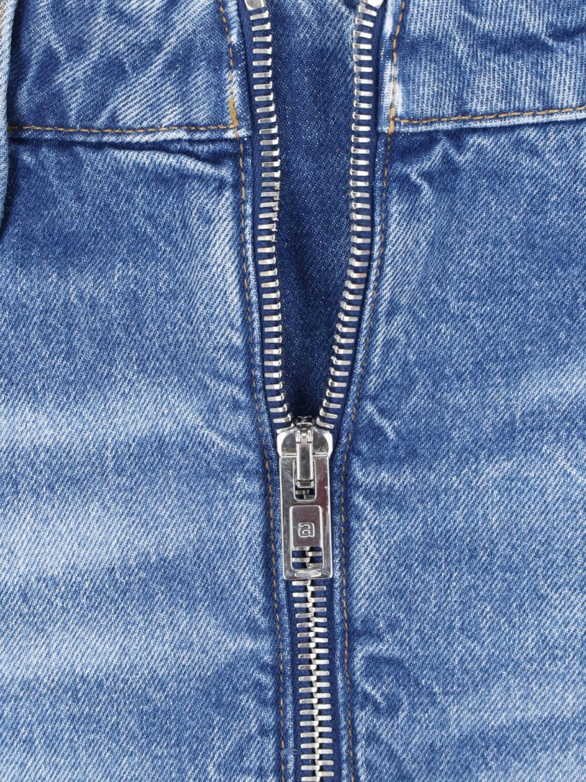 Alexander Wang Blue Front Zip Denim Mini Skirt