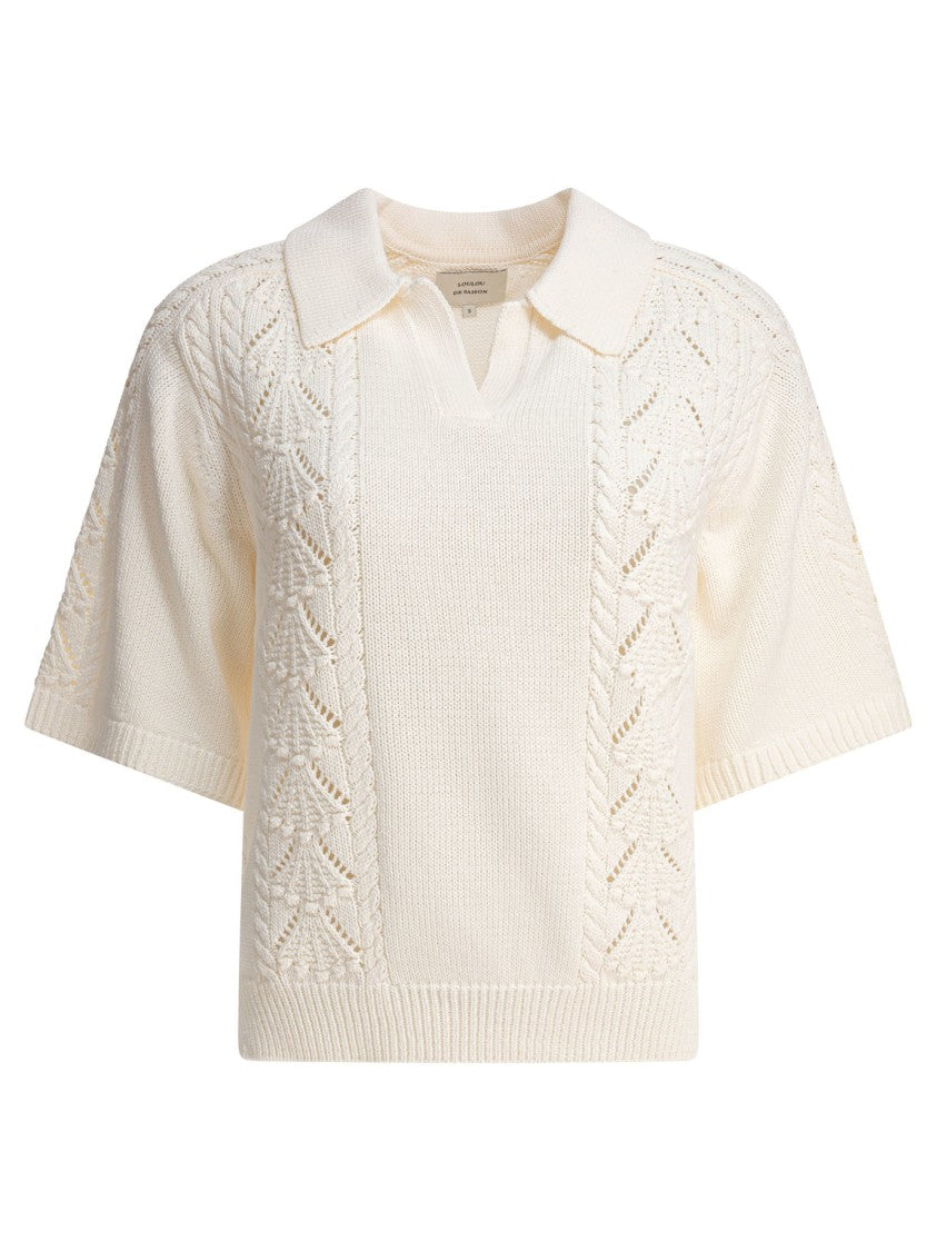 Loulou De Saison Cable Knit Polo Sweater