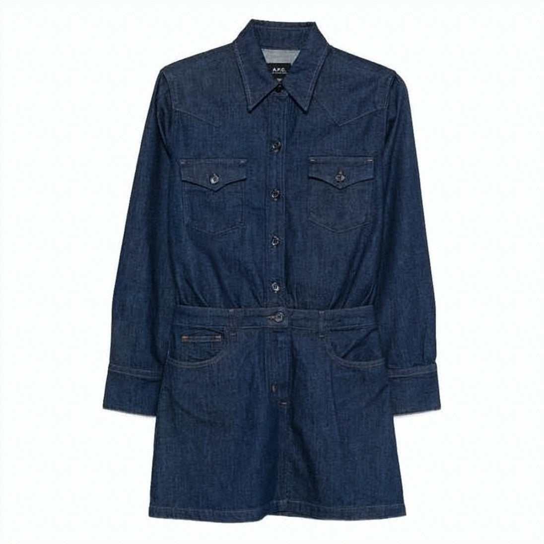 A.P.C. Denim Midi Dress With Button-Down Front