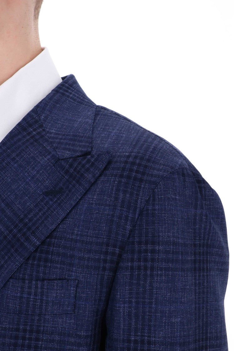 Barba Prince Of Wales Double-Breasted Virgin Wool Tailored Jacket