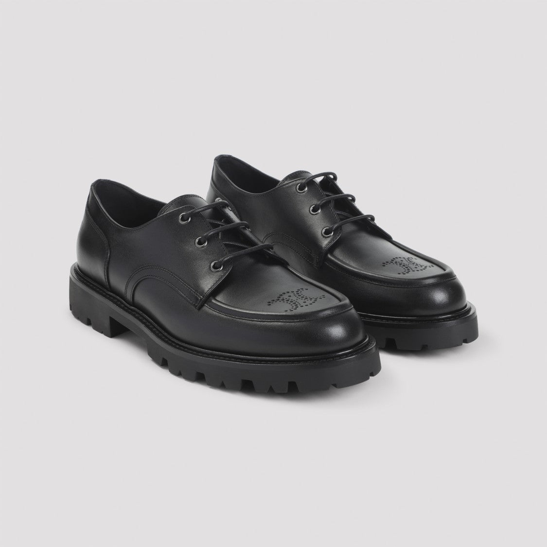 Celine Perforated Black Leather Derby Shoes