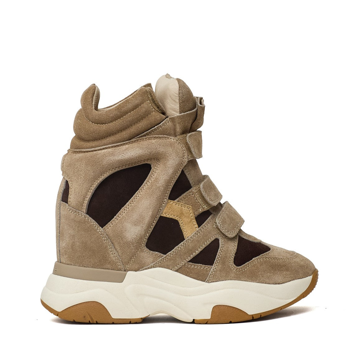 Isabel Marant Balskee Tricolor Suede Calfskin Wedge Sneakers