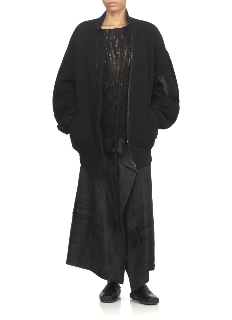 Y's Relaxed Fit Black Wool Coat