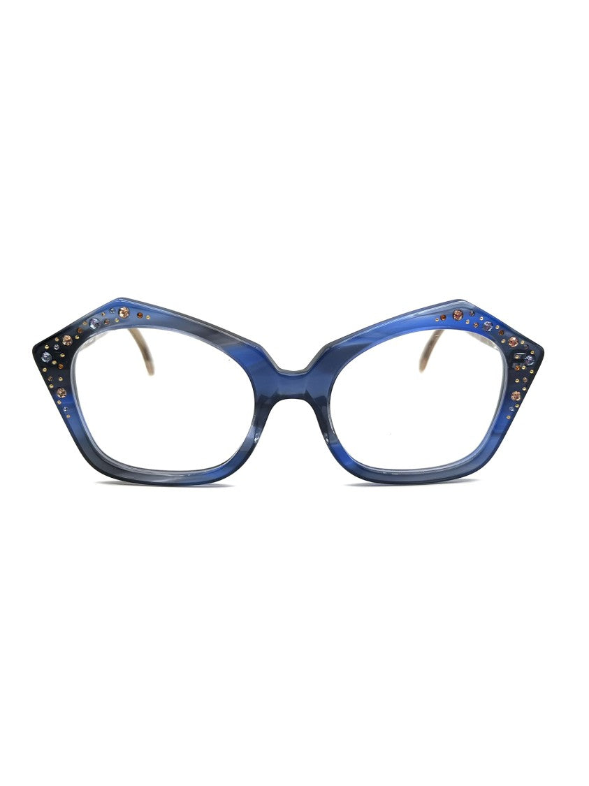 Francis Klein Blue Vienne Bold Geometric Frames