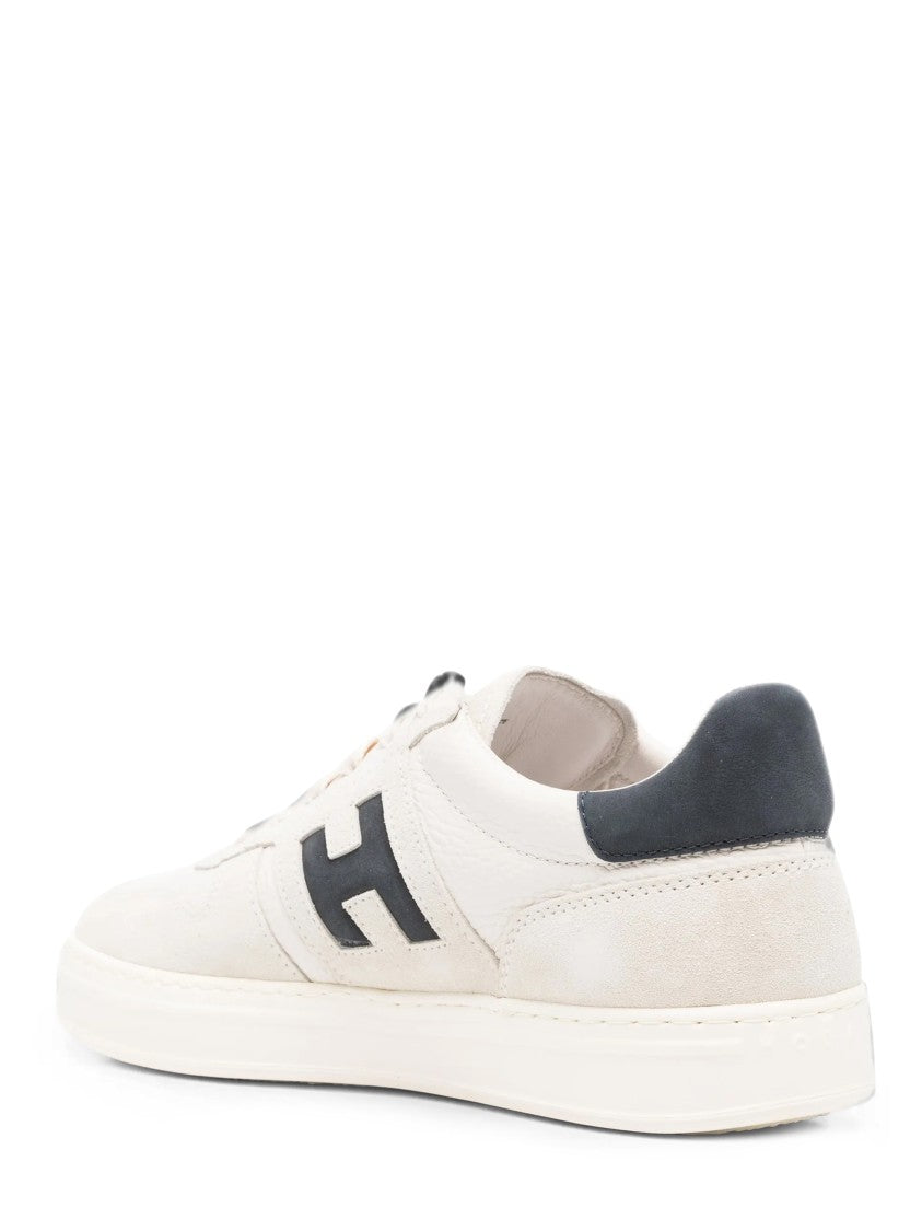 Hogan Low-Top Calfskin Sneakers With Contrasting Heel And Signature Logo