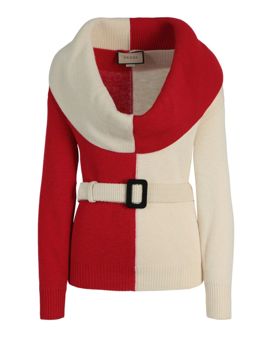 Gucci Chunky Wool Belted Sweater