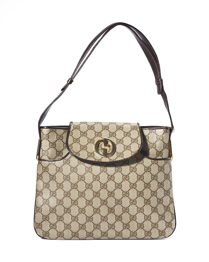Gucci Vintage Small Gg Supreme Brown Shoulder Bag