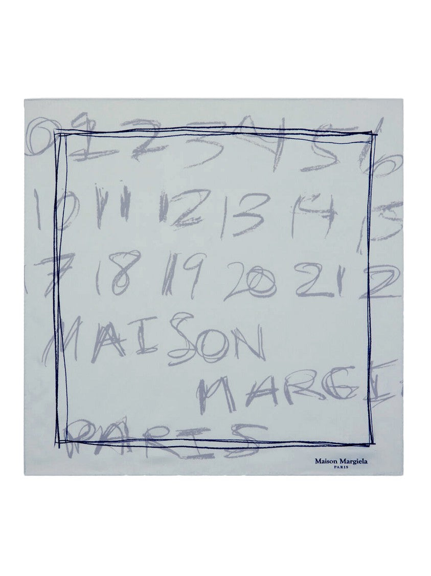 Maison Margiela Square Silk Scarf With Numeric Motif