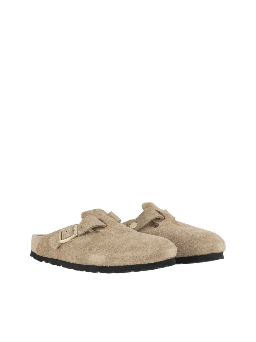 Birkenstock Taupe Boston Exq Suede Narrow-Fit Sandals