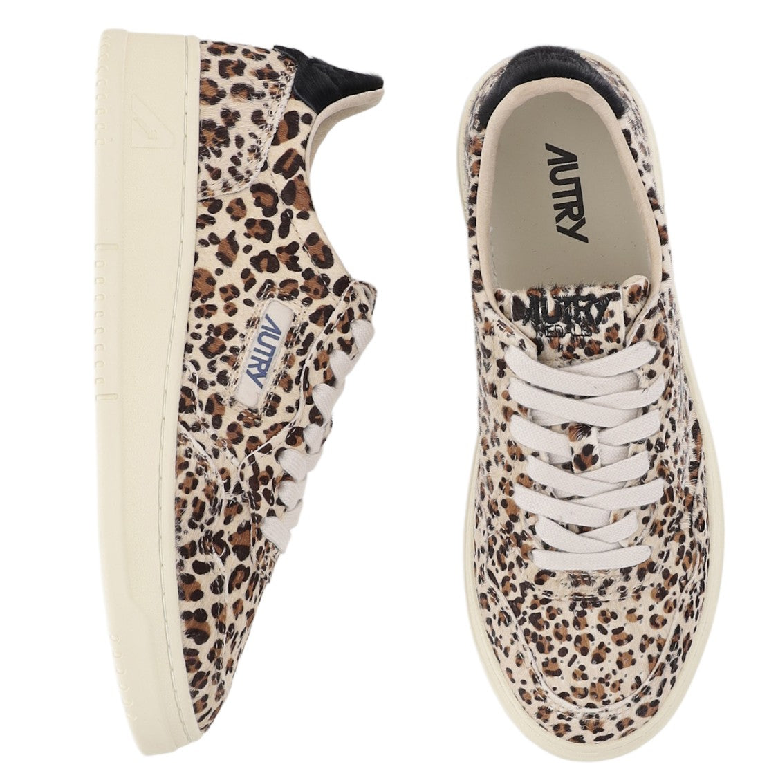 Autry Leopard Print Pony Skin Low Sneakers With Contrast Heel Tab