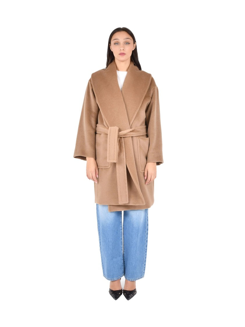 Max Mara Oversized Midi Wrap Coat With Shawl Collar