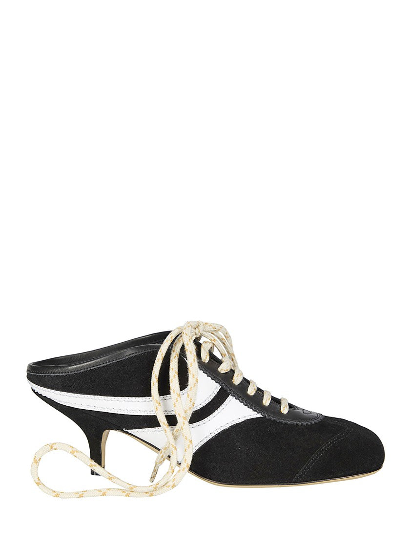 Dries Van Noten Lace-Up Black Suede Mules