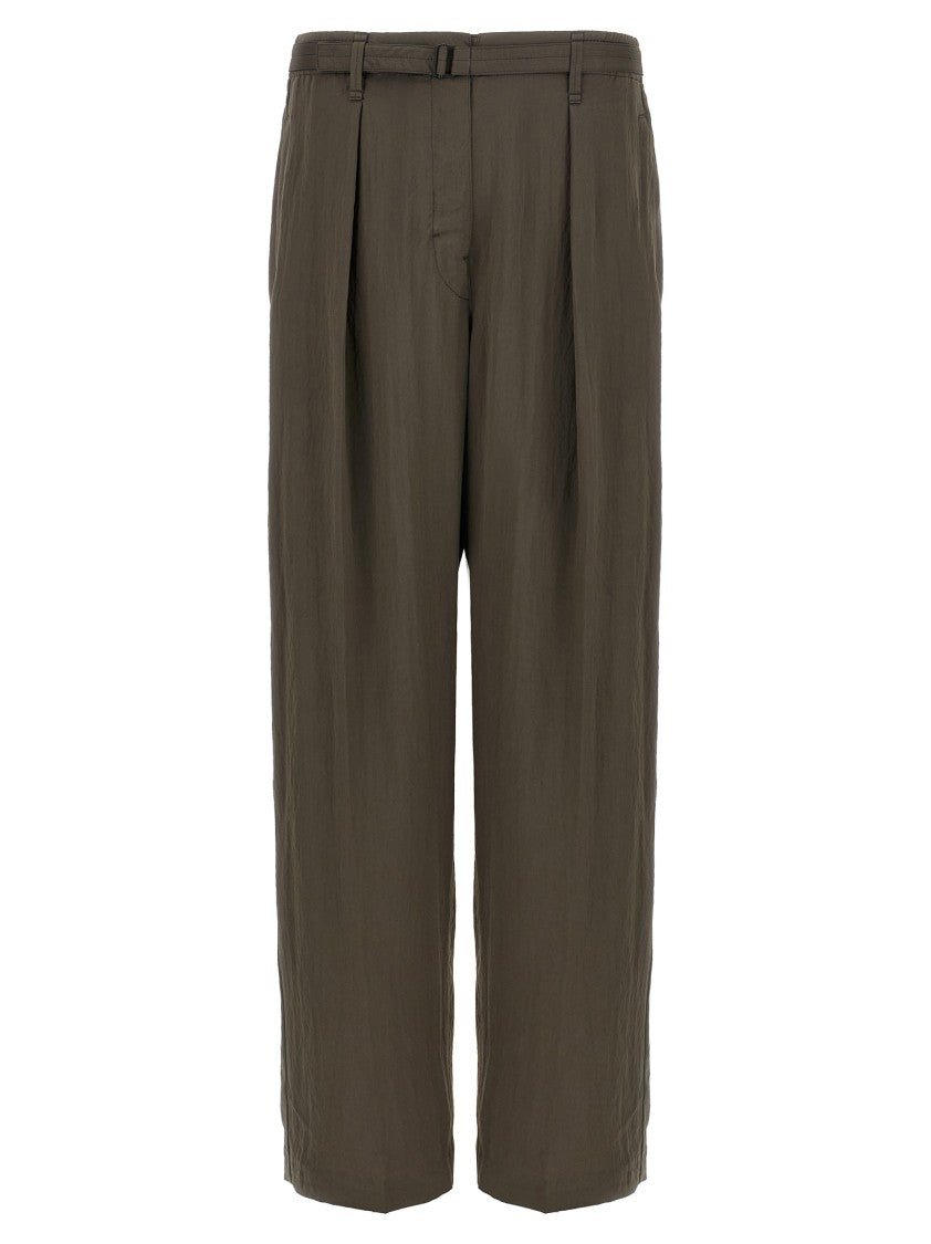 Lemaire Belted Viscose Trousers With Adjustable Waistband