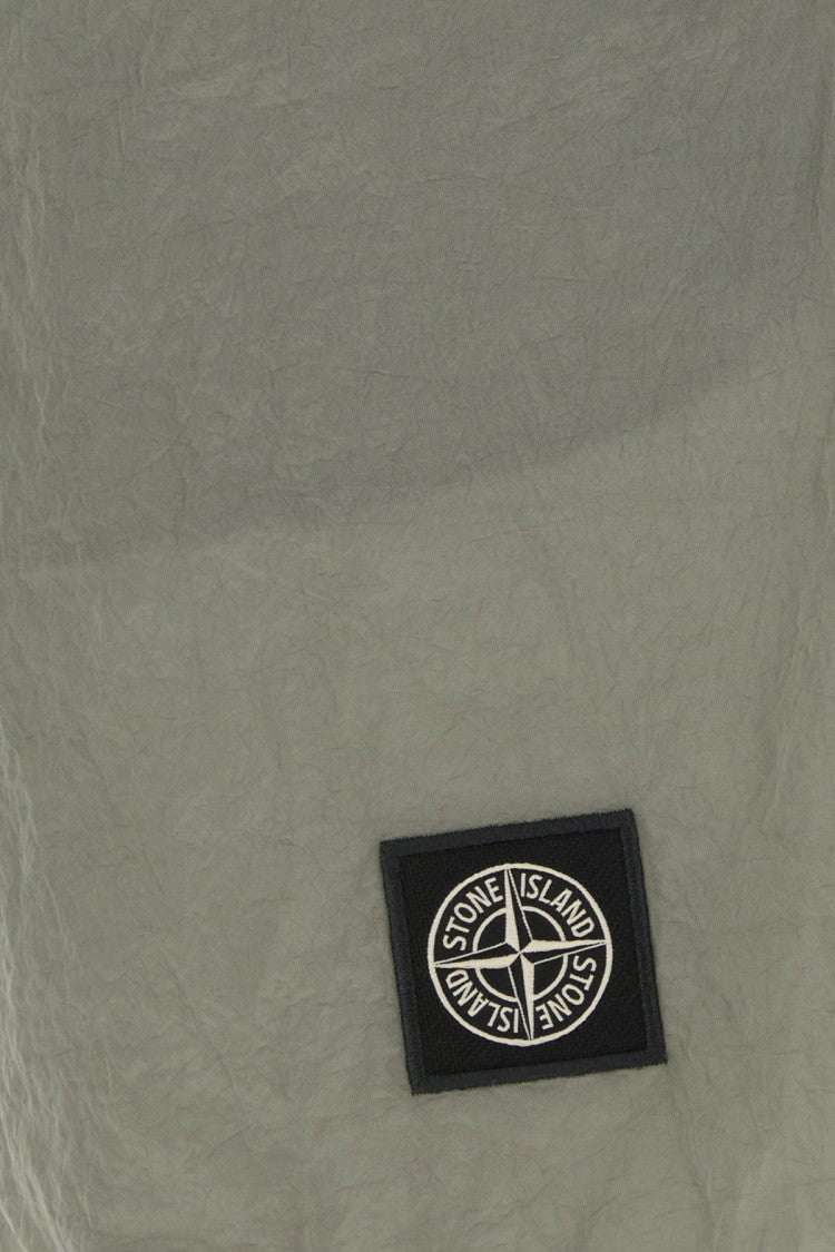 Stone Island Green Bermudas With Crinkled Texture