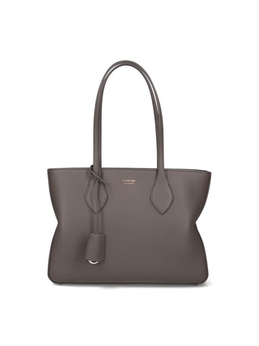 Ferragamo Small Grey Calfskin Tote