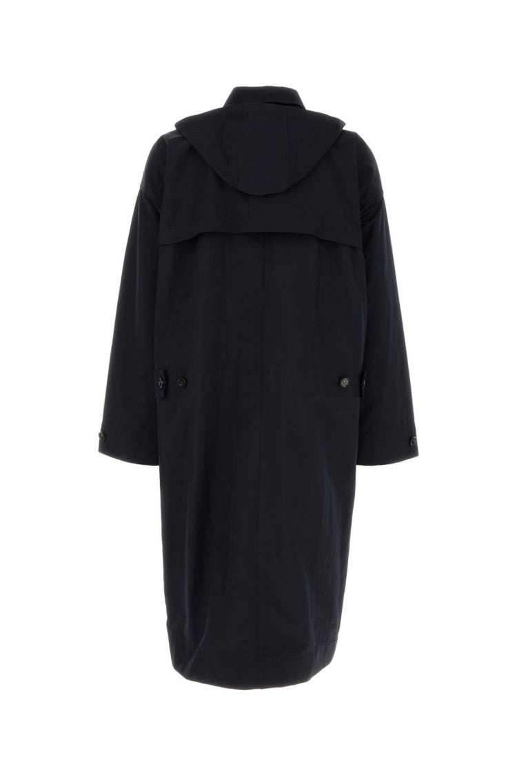 Bottega Veneta Navy Blue Nylon Blend Trench Coat