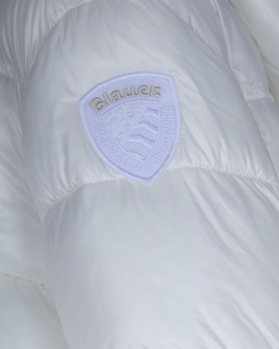 Blauer White Gloria Micro Rip Down Puffer Bomber Jacket