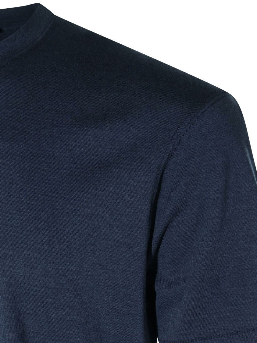 Tom Ford Navy Blue Crewneck T-Shirt With Logo Embroidery
