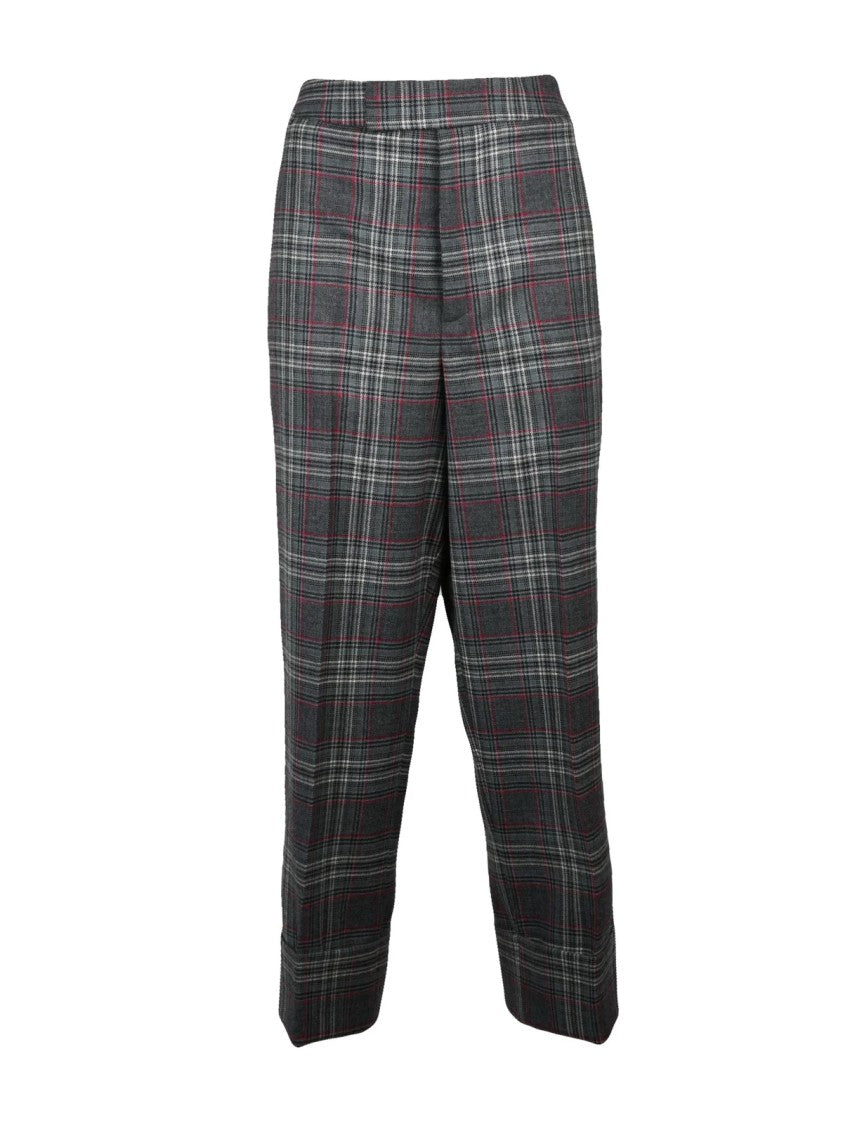 Vivienne Westwood Plaid Wide Leg Trousers With High Waist Design