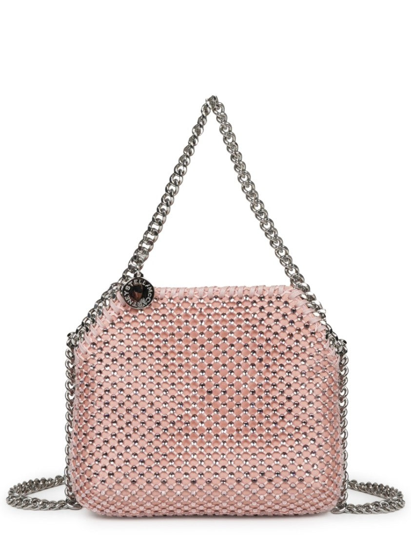 Stella Mccartney Woven Polyamide Shoulder Bag With Silver Chain Accents