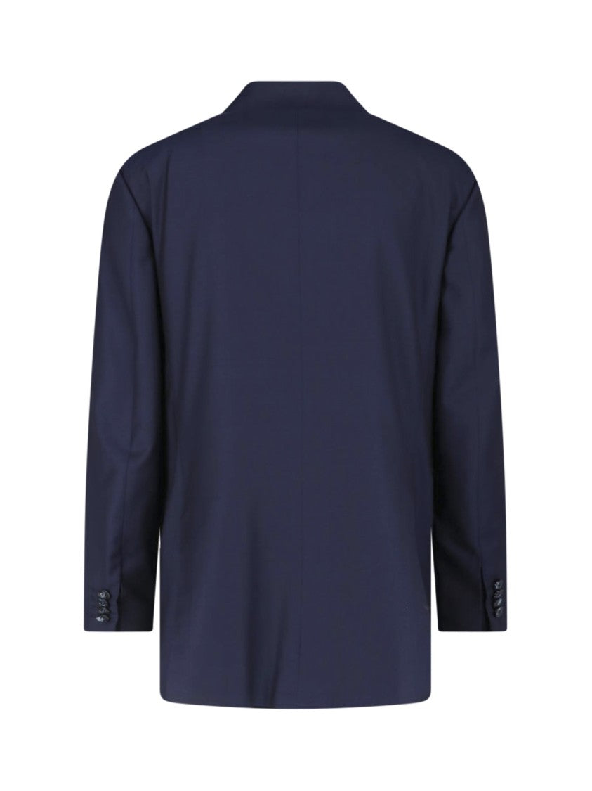 Kiton Navy Double-Breasted Peaked Lapel Wool Suit