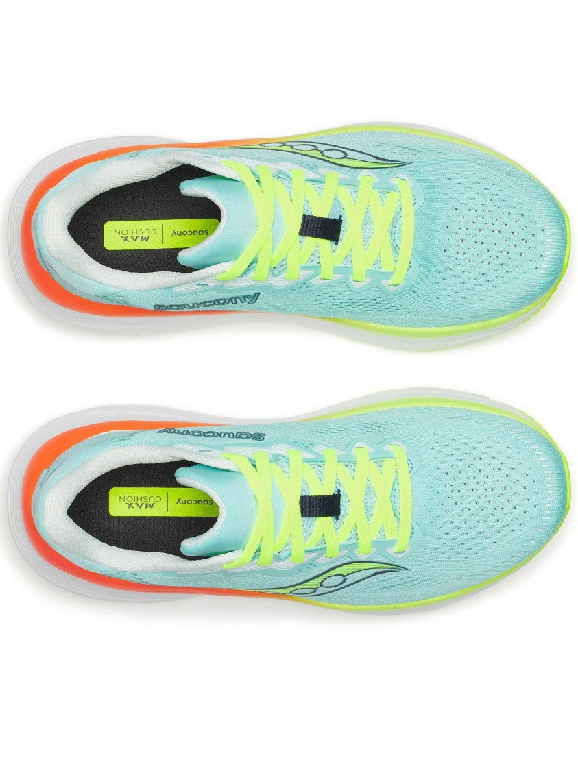Saucony Breathable Mesh Athletic Sneakers With Neon Accents