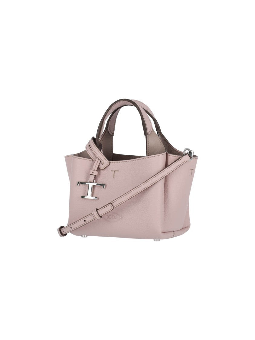 Tod's Micro Logo Shoulder Bag In Taupe Leather