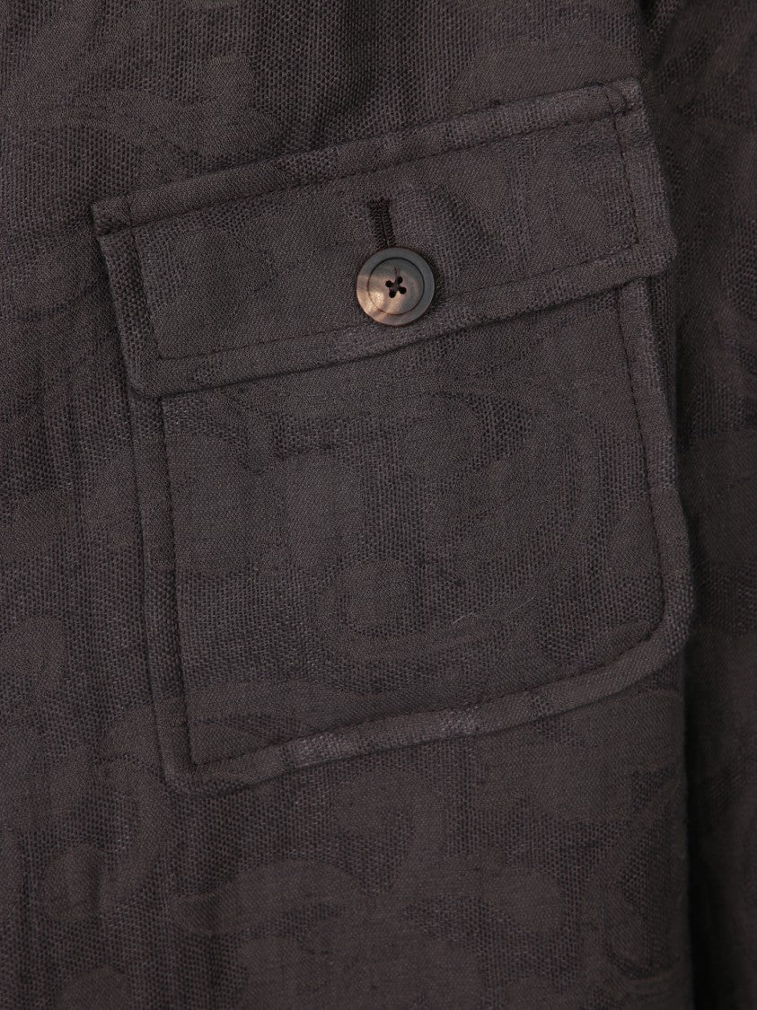 Tagliatore Brown Jacquard Overshirt With Button Closure