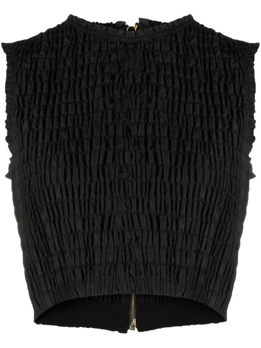 Patou Smocked Black Crop Top